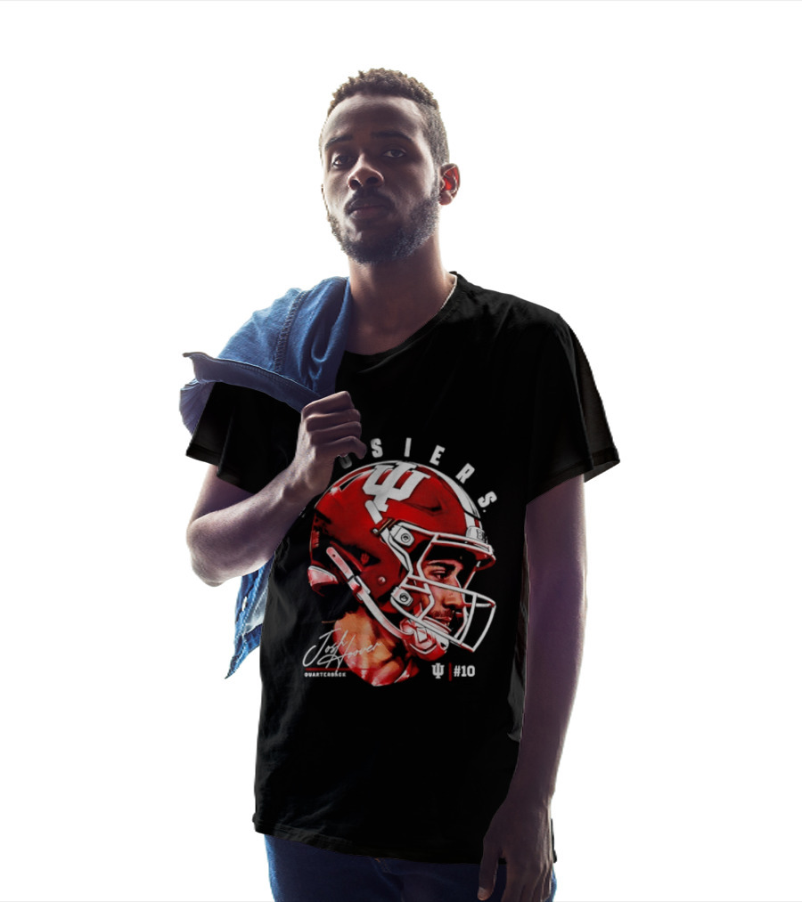 Josh Hoover 10 Indiana Hoosiers Football Helmet And Signature T-Shirt
