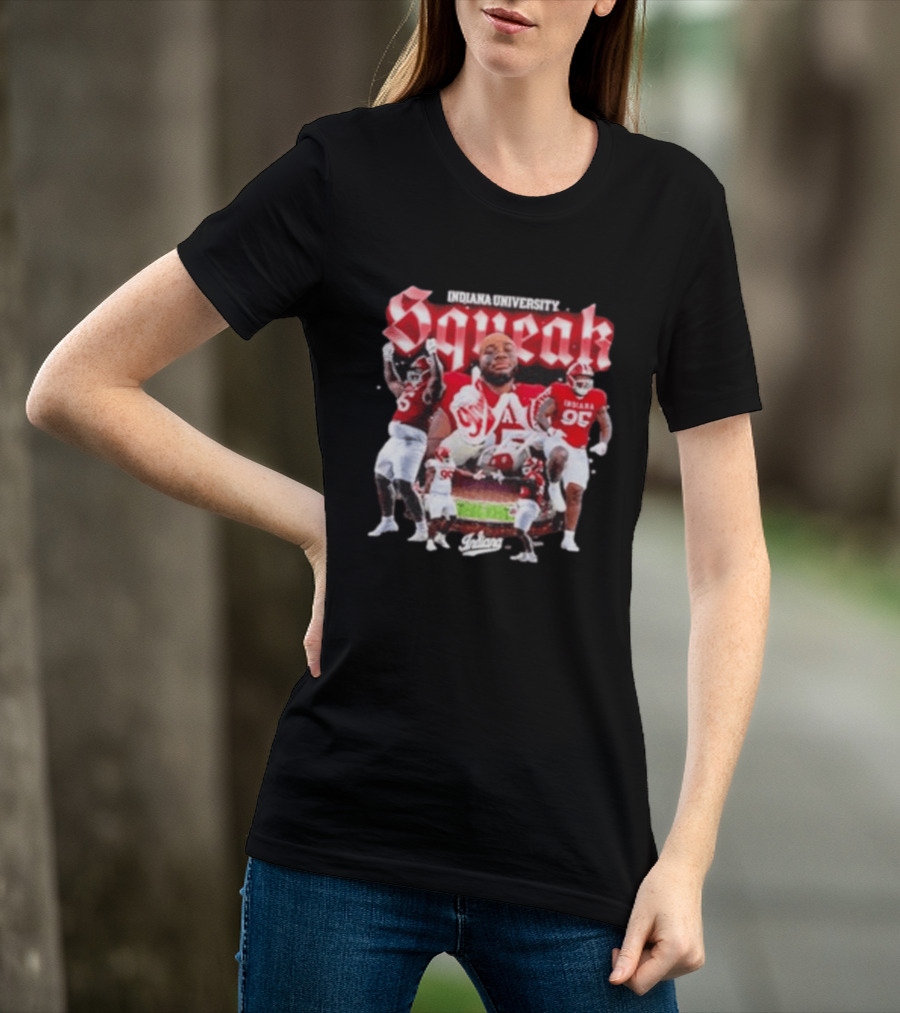 Indiana University Squeak Collage Featuring Indiana 96 Football Player In Red Uniform T-Shirt