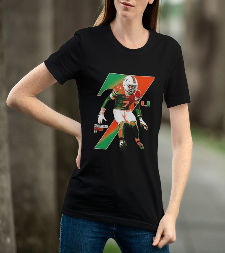 Zechariah Poyser 7 Miami Hurricanes NCAA Football Player T-Shirt