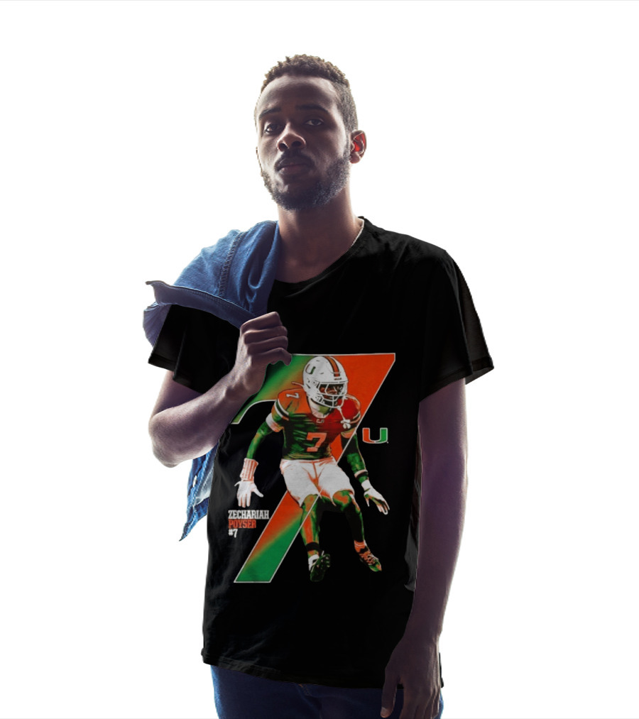Zechariah Poyser 7 Miami Hurricanes NCAA Football Player T-Shirt