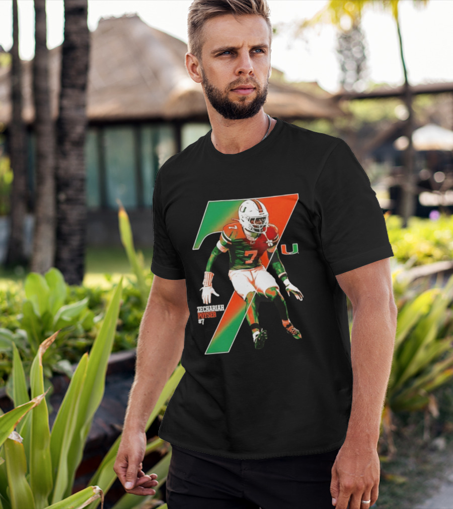 Zechariah Poyser 7 Miami Hurricanes NCAA Football Player T-Shirt