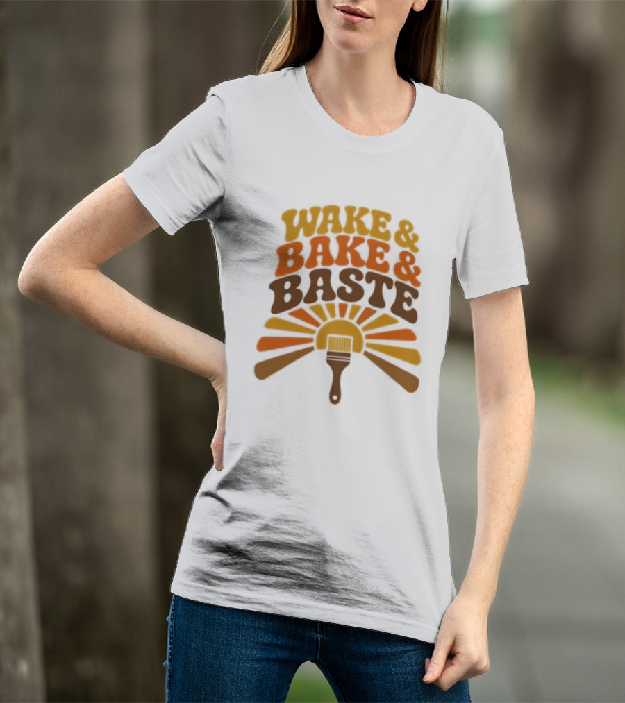 Wake And Bake And Baste With Sunrise Spatula Cooking T-Shirt