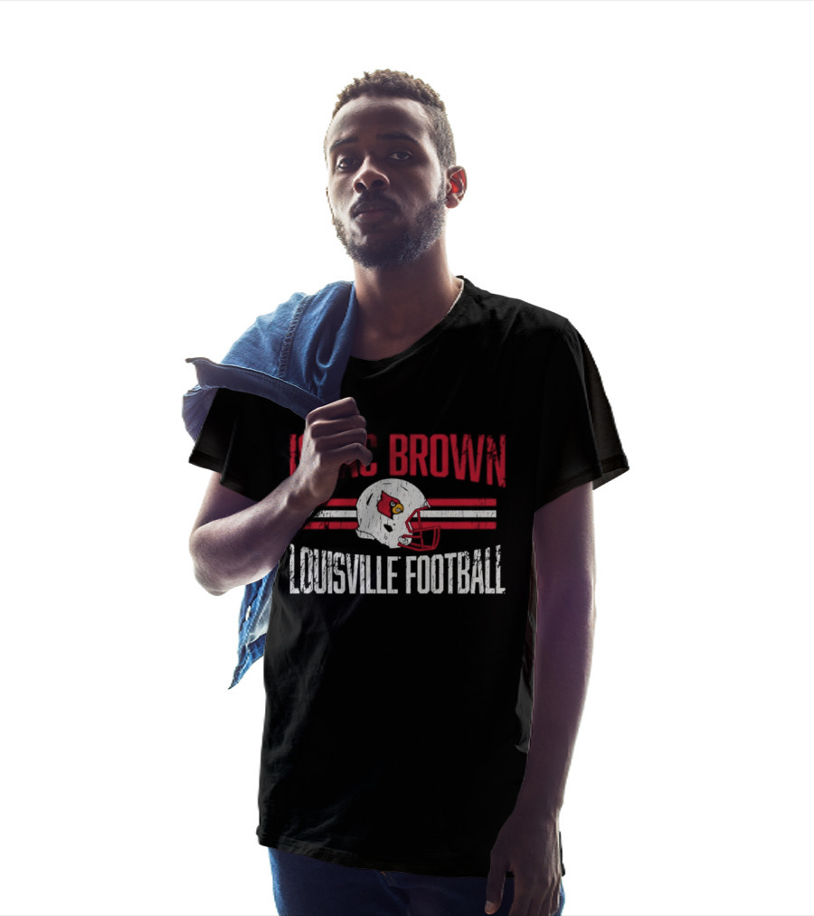 Isaac Brown Louisville Football Cardinals Helmet T-Shirt