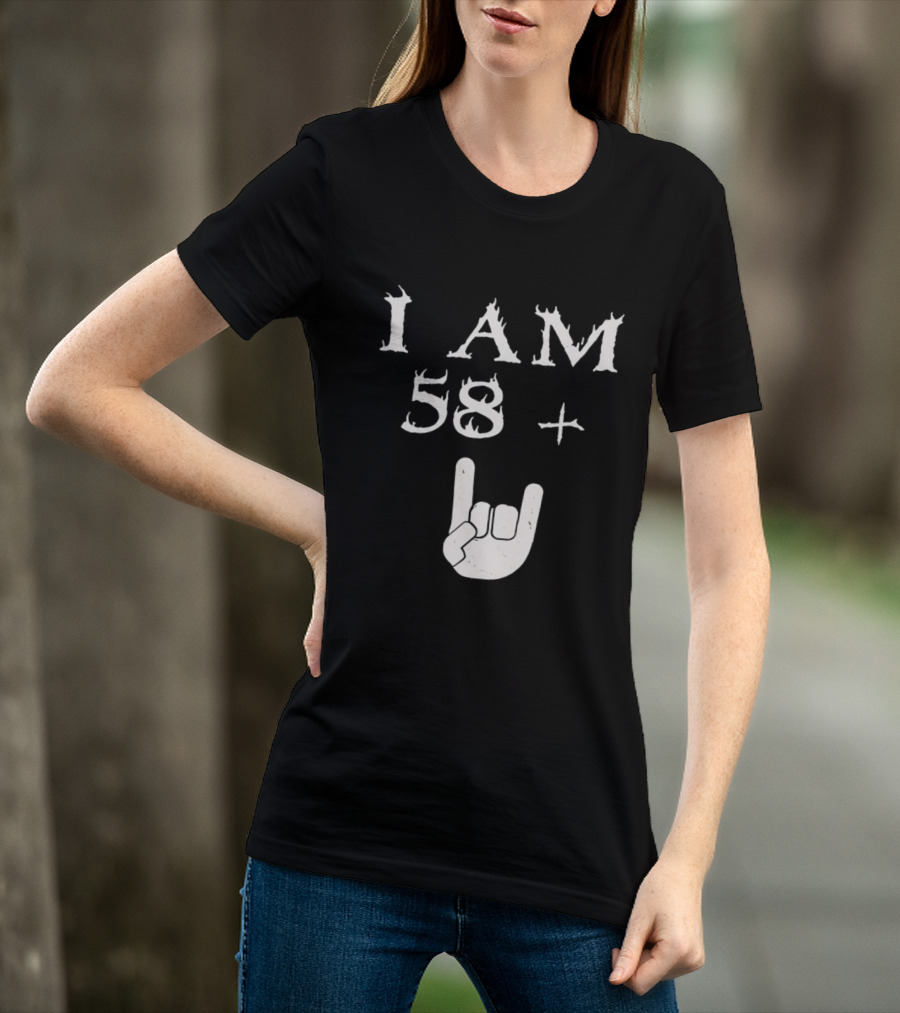 I Am 58 Plus Rock Hand Gesture T-Shirt