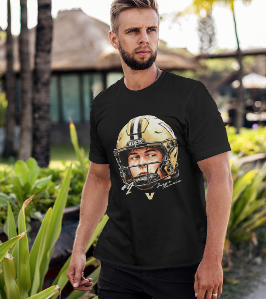 Jared Curtis 2 VUFB Vanderbilt Football Helmet T-Shirt