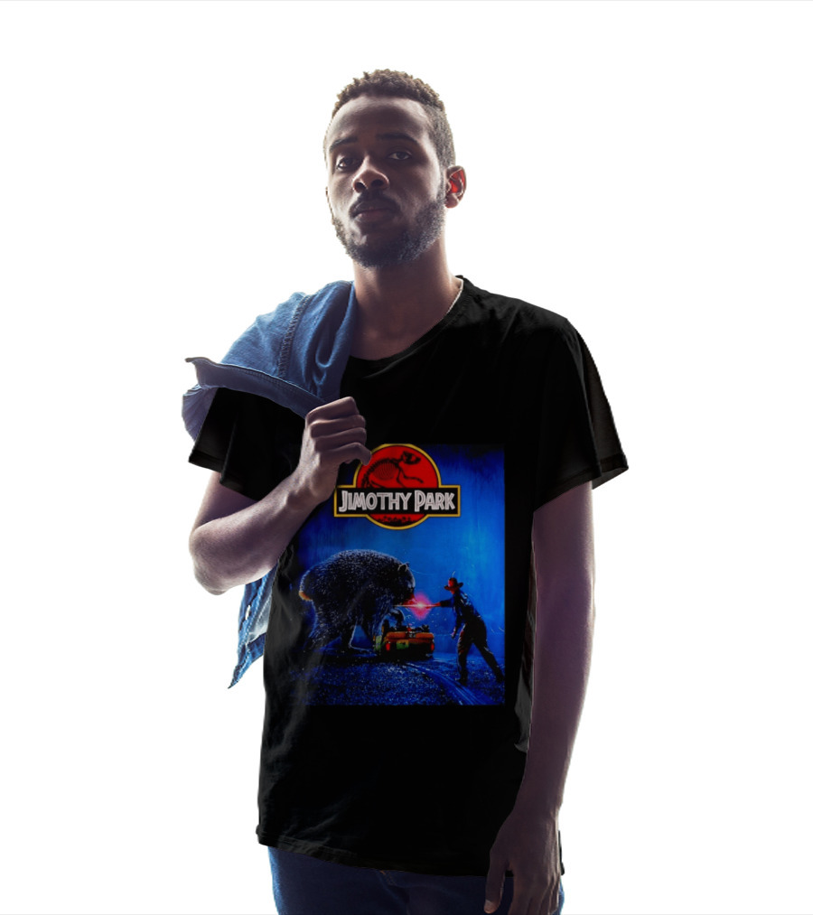 Jimothy Park Dinosaur Adventure Lampoon With Bear Scene T-Shirt