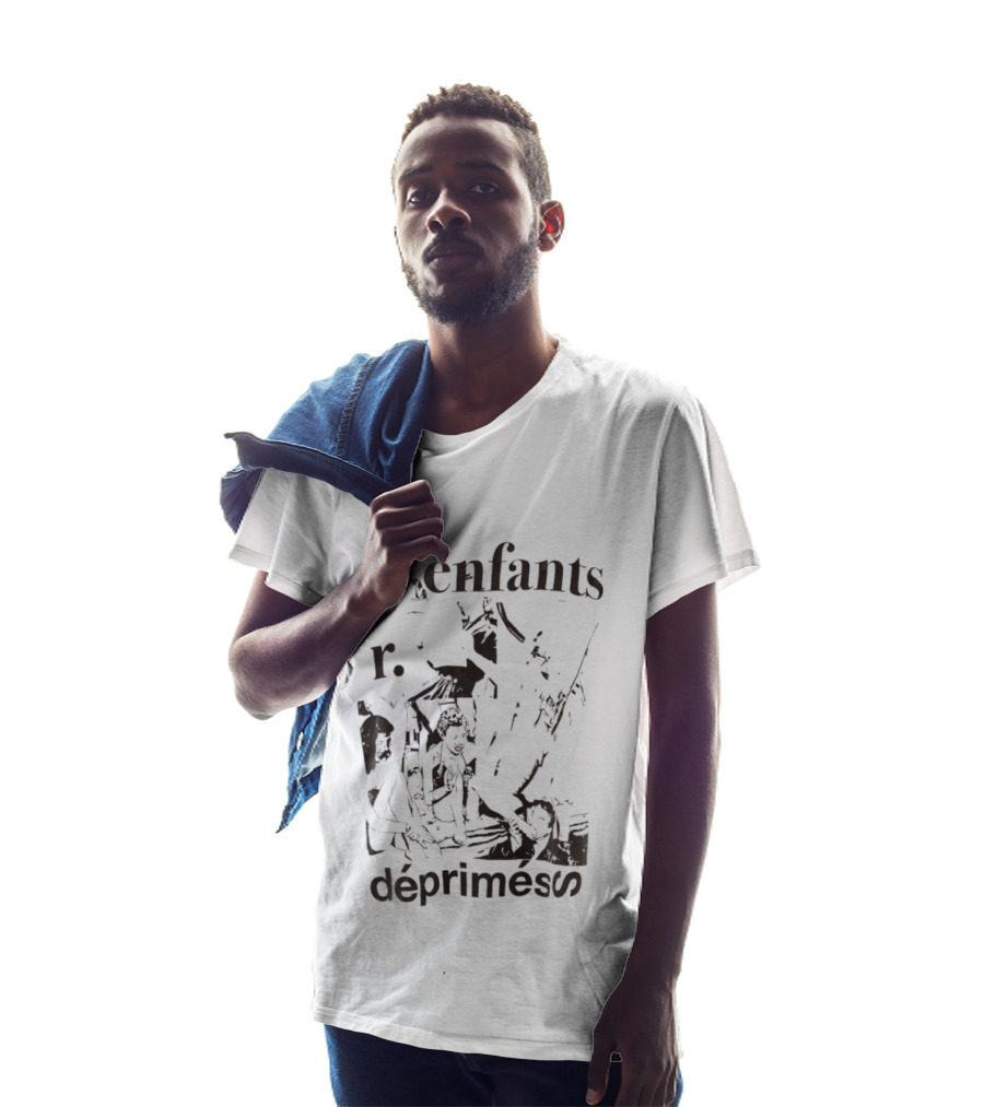Enfants R Deprimes Monochrome Sketch Print T-Shirt