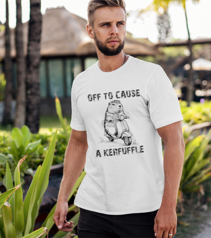Off To Cause A Kerfuffle Groundhog Scooter Fun T-Shirt