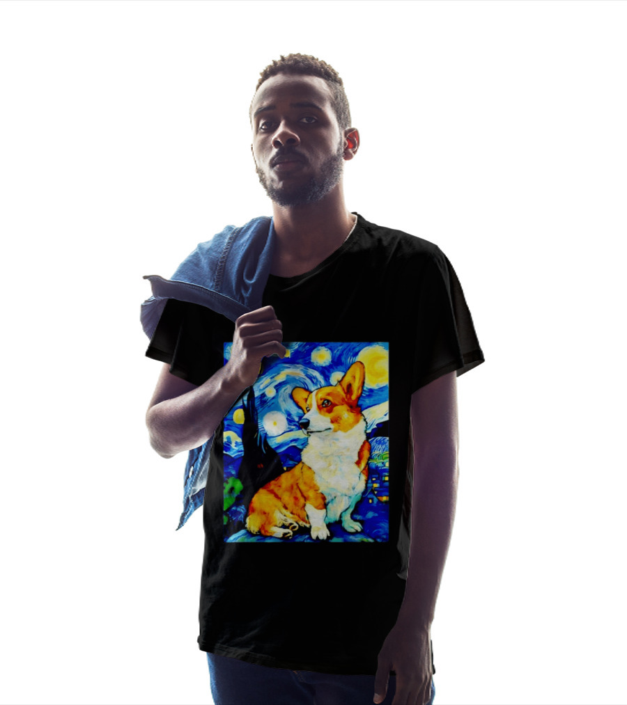 Corgi The Starry Night Vincent Van Gogh Dog Art Collaboration T-Shirt