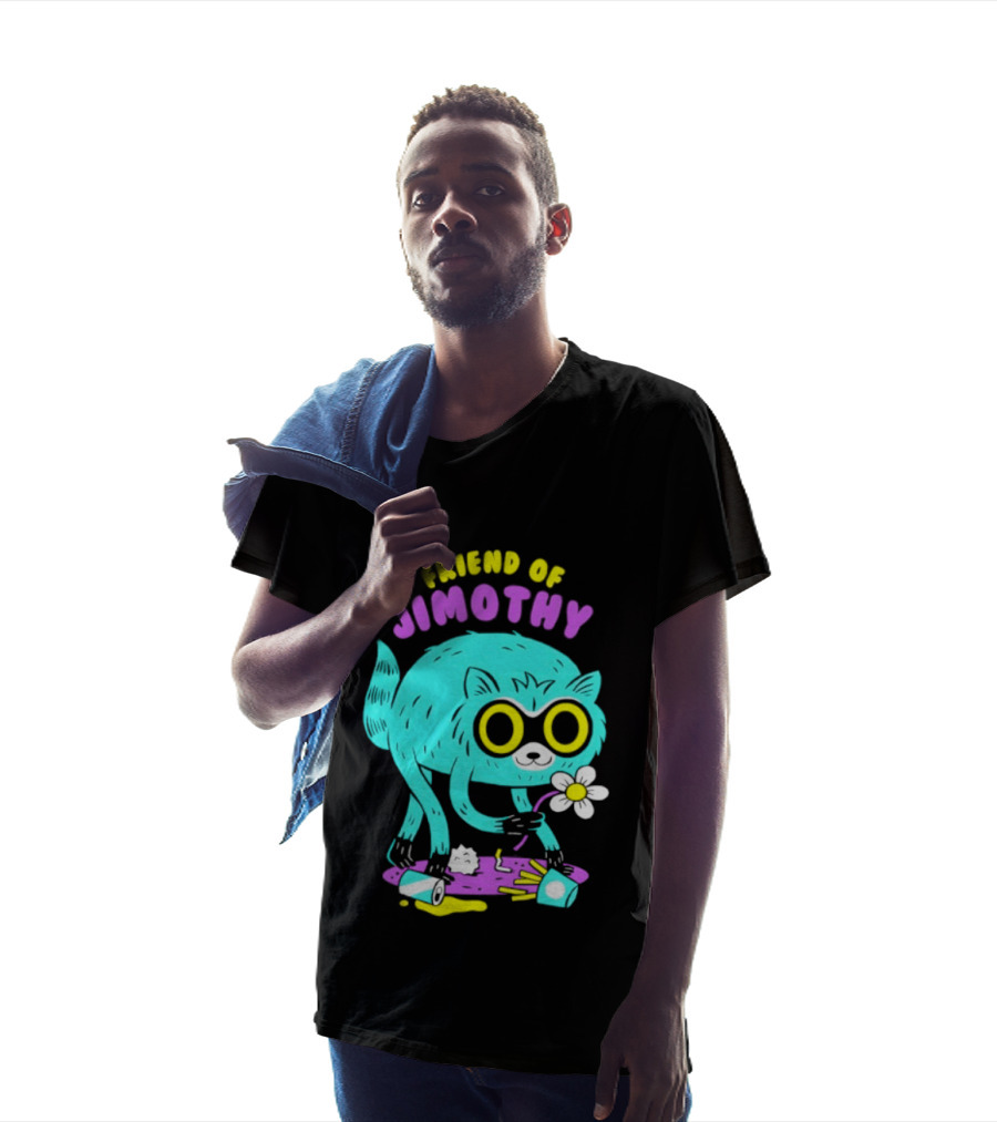 Friend Of Jimothy Raccoon Holding Flower Cute Cartoon T-Shirt