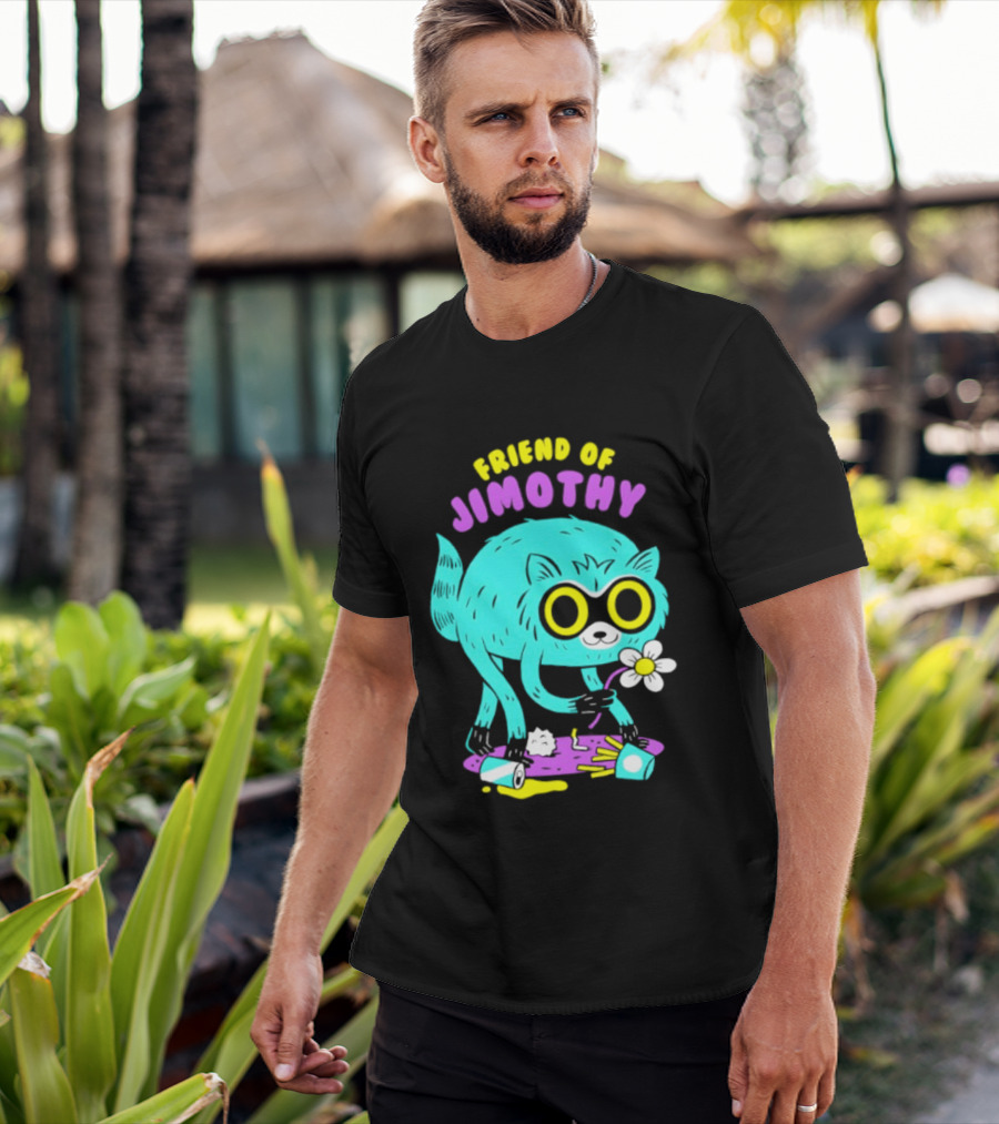 Friend Of Jimothy Raccoon Holding Flower Cute Cartoon T-Shirt