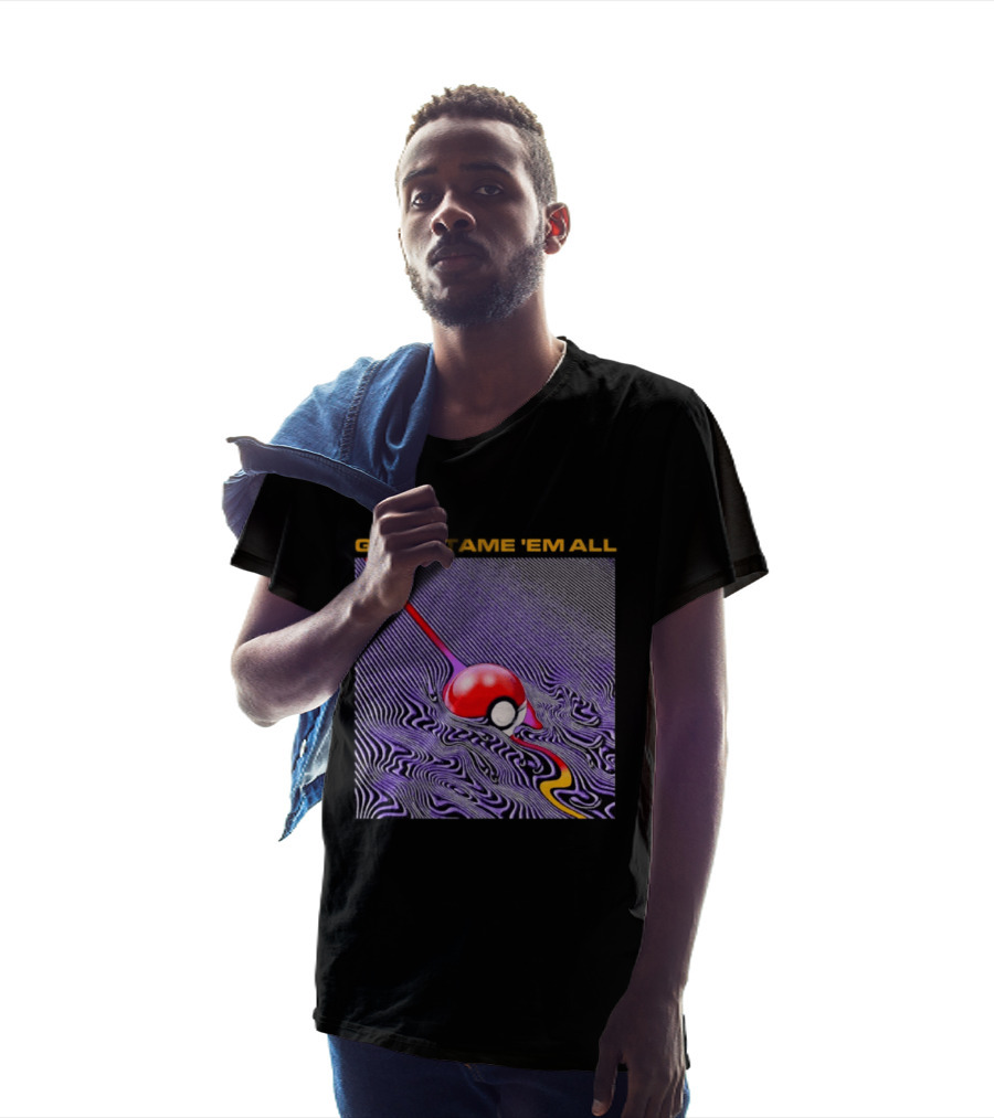 Gotta Tame 'Em All Pokemon Pokeball Gaming Psychedelic Wave T-Shirt