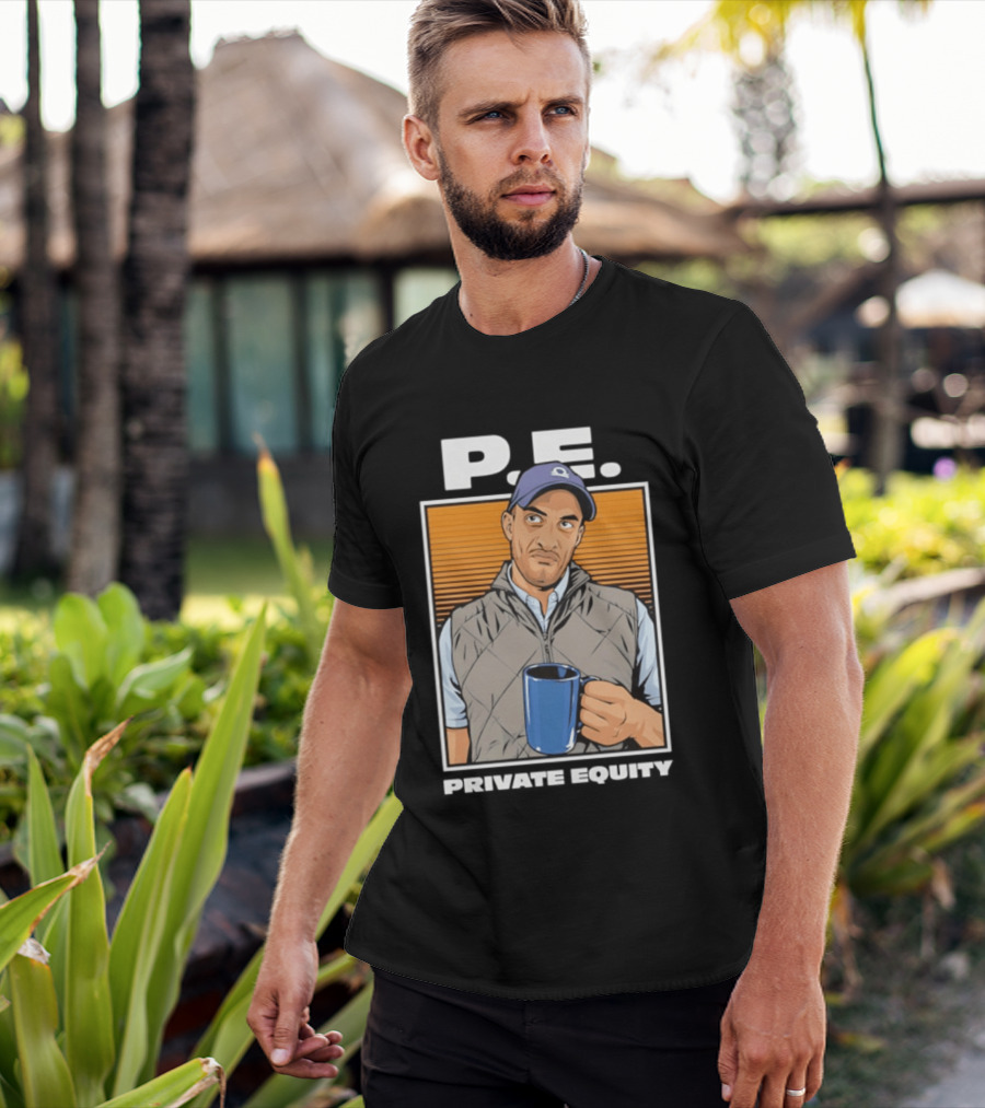 P.E. Guy Holding Coffee In Vest And Cap T-Shirt