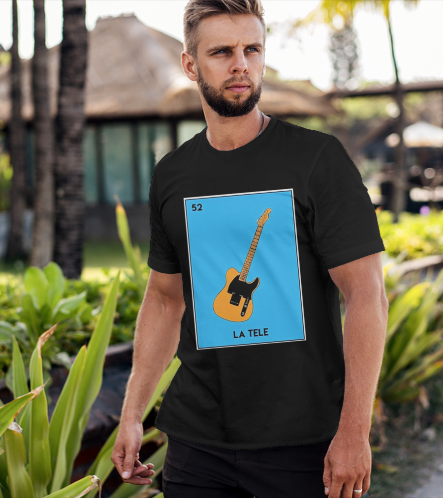 Jeff Garlin La Tele 52 Guitar Image With Number On Blue T-Shirt