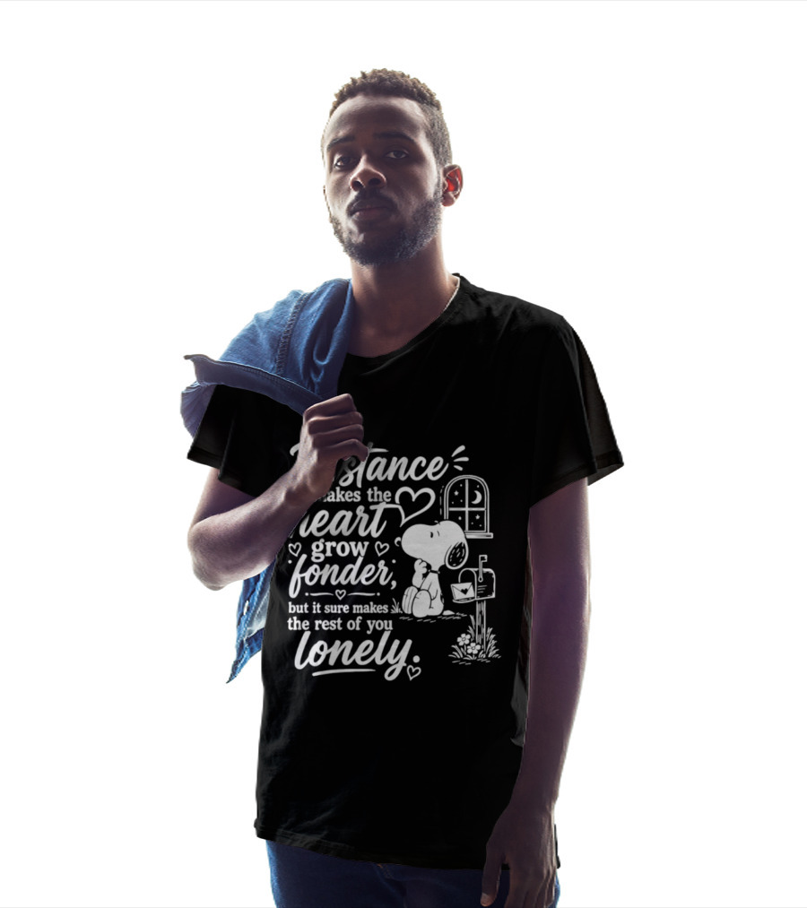 Snoopy Distance Makes The Heart Grow Fonder Lonely Mailbox Scene T-Shirt