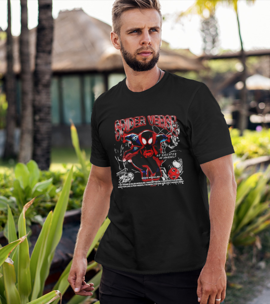 Spider Verse Miles Morales Be Greater Be Yourself Spider Man Marvel T-Shirt