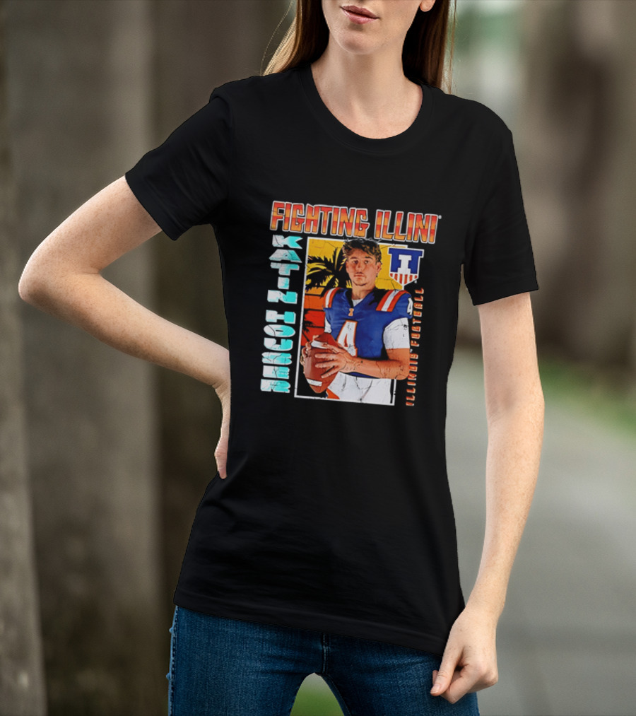 Fighting Illini Katin Houser Illinois Football 2026 NCAA Big Ten T-Shirt