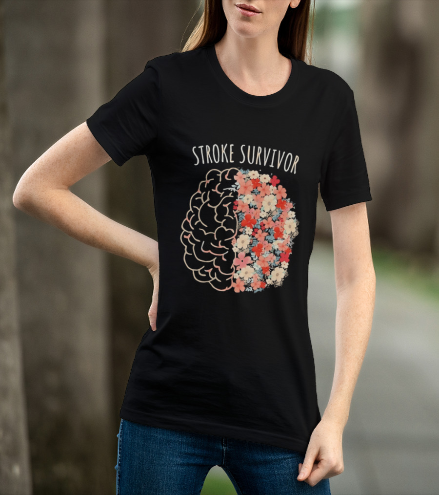 Stroke Survivor Brain With Floral T-Shirt