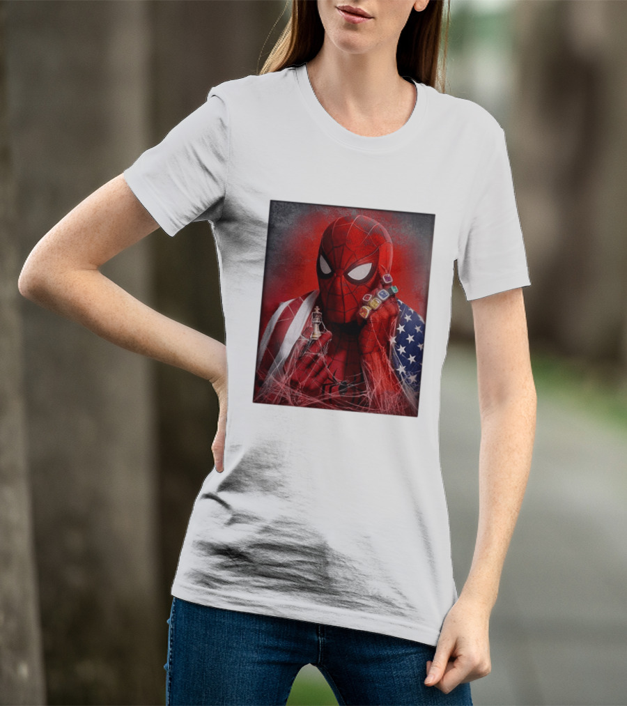 Spider Man Infinity Gauntlet Chess Piece American Flag Avengers Endgame Russo Brothers T-Shirt