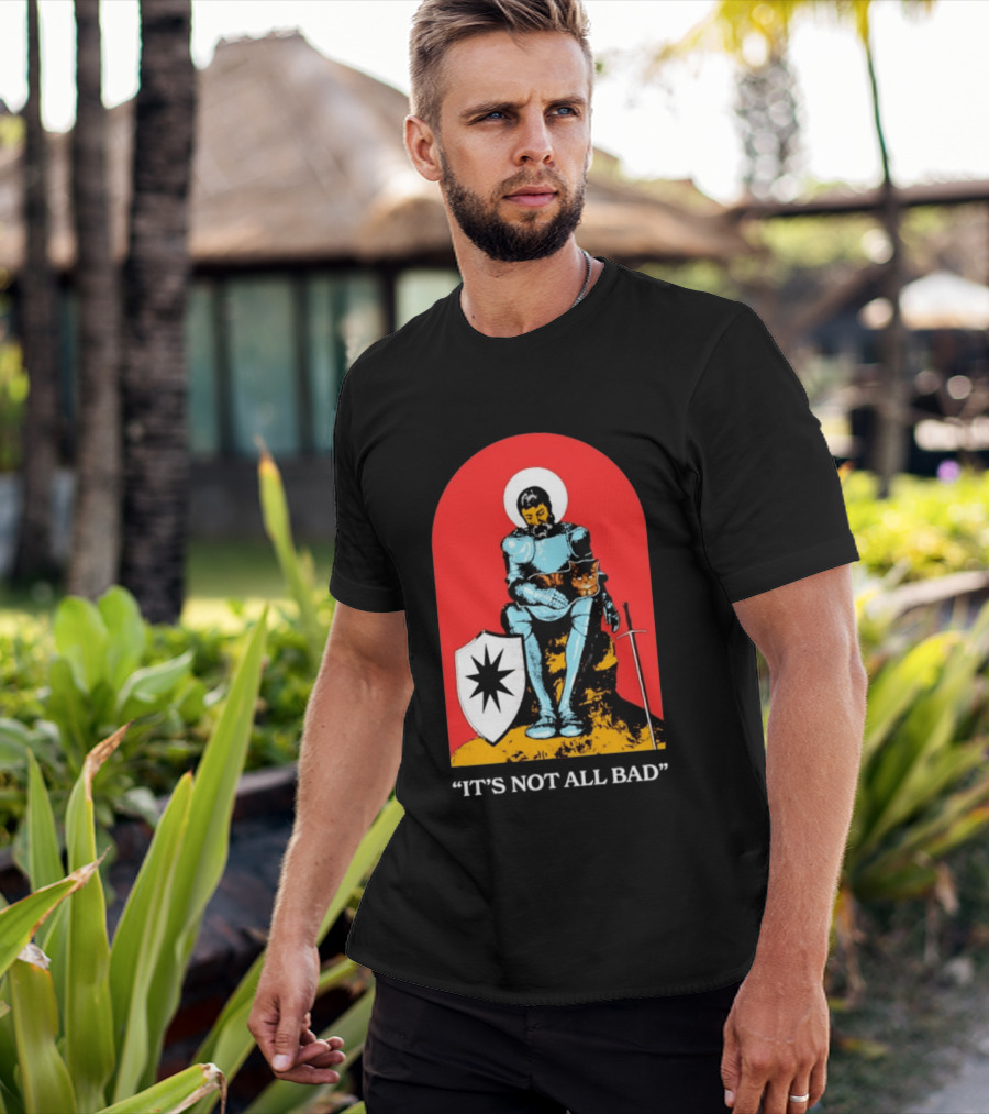 Knight With Armor And Cat Companion On Red T-Shirt