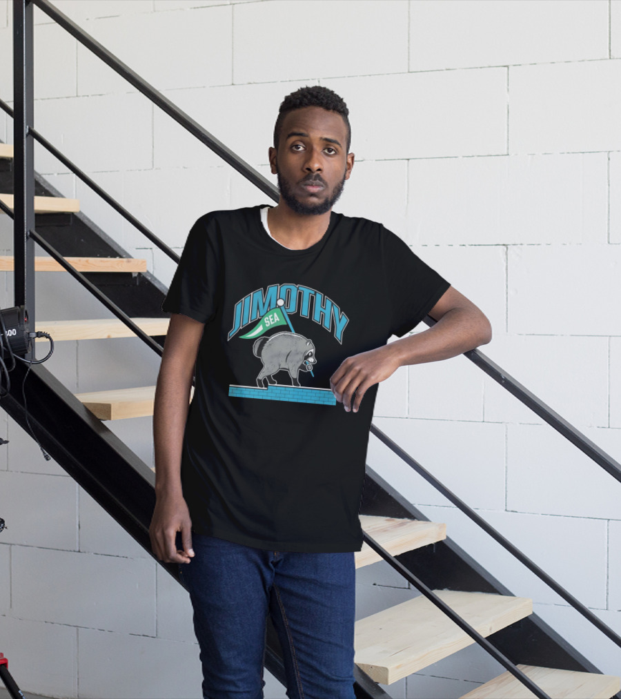 Jimothy SEA Raccoon Holding Flag On Brick Wall T-Shirt