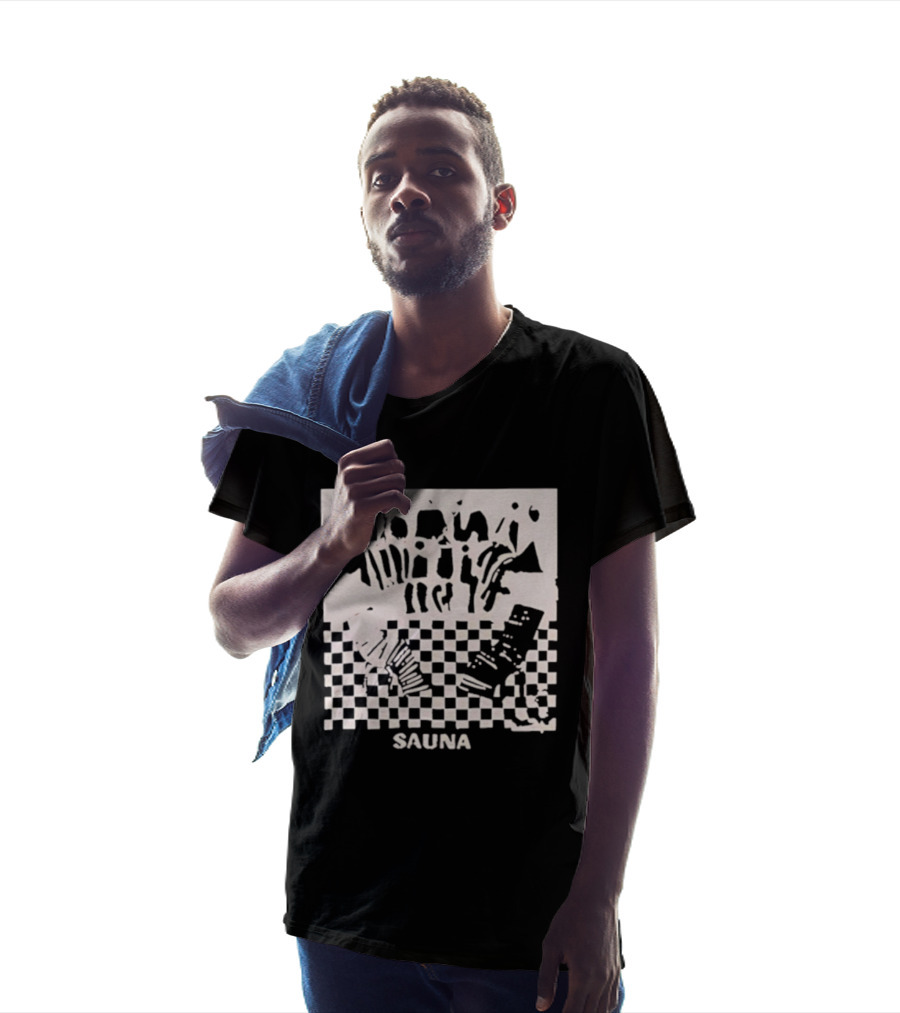 Sauna Checkered Patterns Accordion Instruments T-Shirt