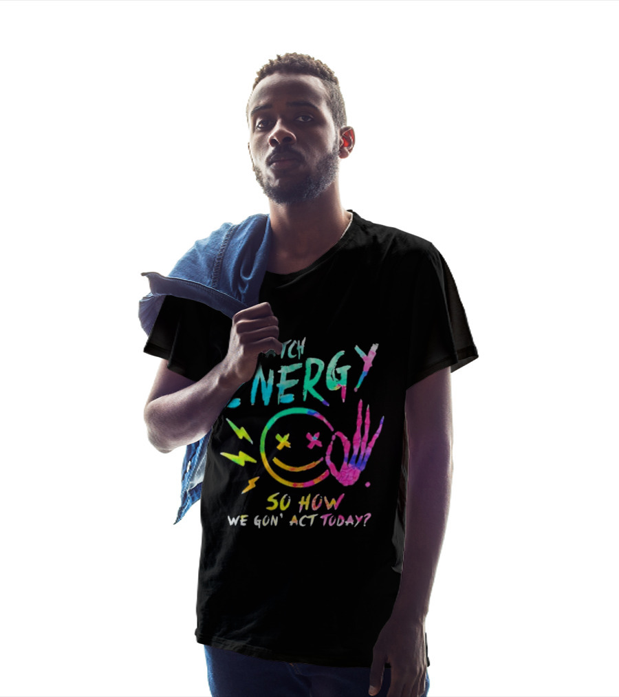 I Match Energy Vibrant Smiley Face With Lightning And Peace Sign Tie Dye T-Shirt