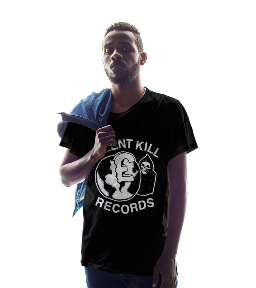 Silent Kill Records Skull Punk Logo Earth T-Shirt