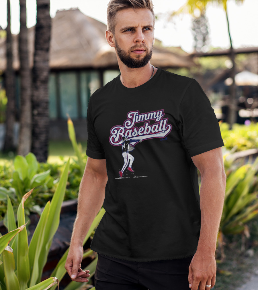 Jimmy Baseball Vintage Style Player Swinging Bat T-Shirt