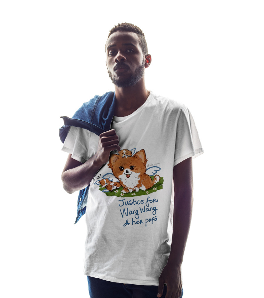 Justice For Wang Wang And Her Pups Cute Illustrated Memorial T-Shirt