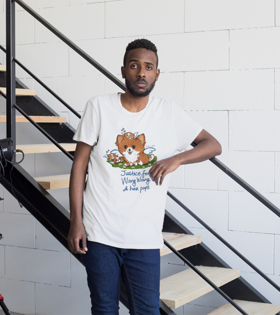 Justice For Wang Wang And Her Pups Cute Illustrated Memorial T-Shirt