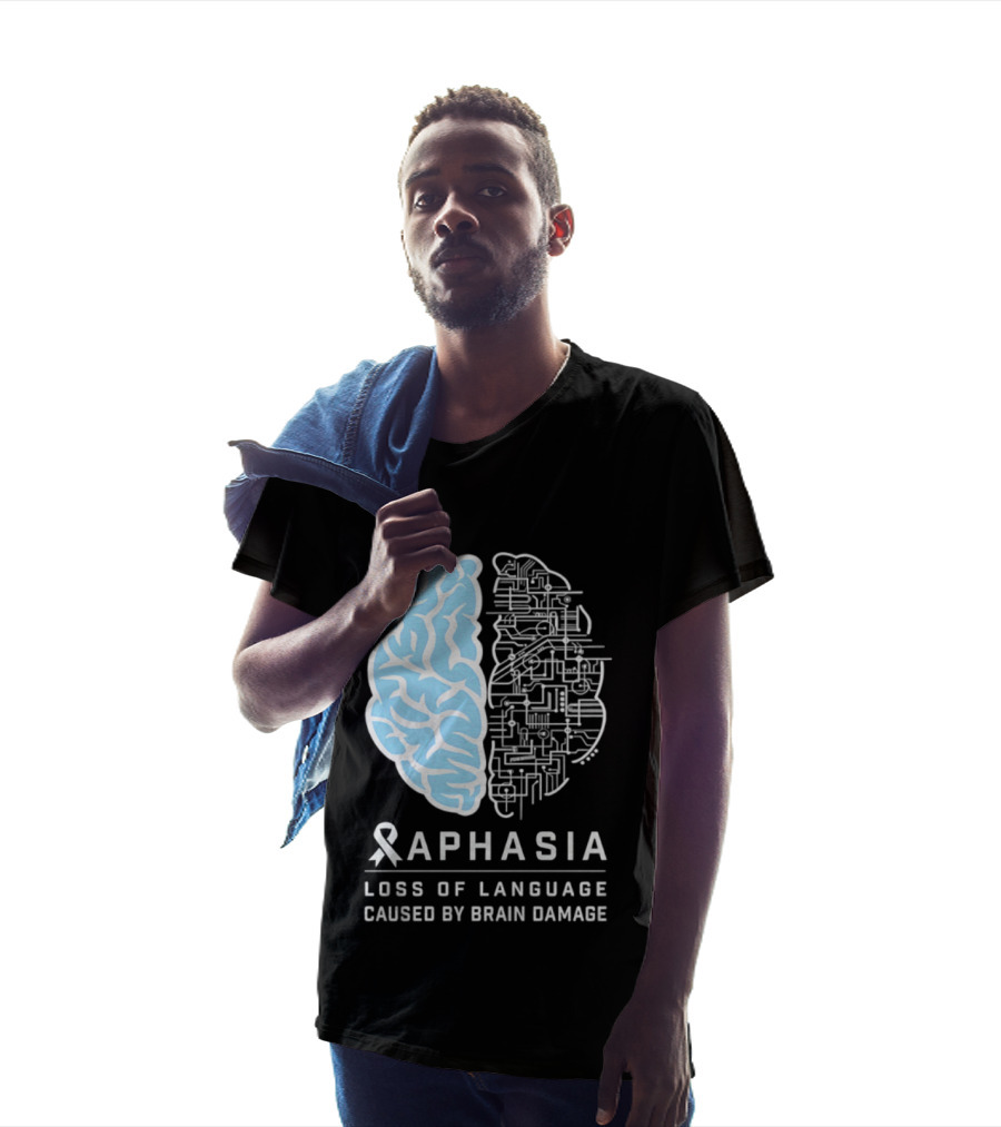 Aphasia Awareness Ribbon Brain Design Loss Of Language Caused By Brain Damage T-Shirt