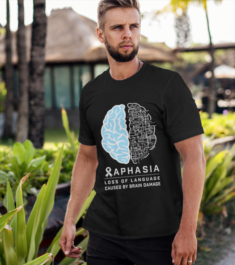 Aphasia Awareness Ribbon Brain Design Loss Of Language Caused By Brain Damage T-Shirt