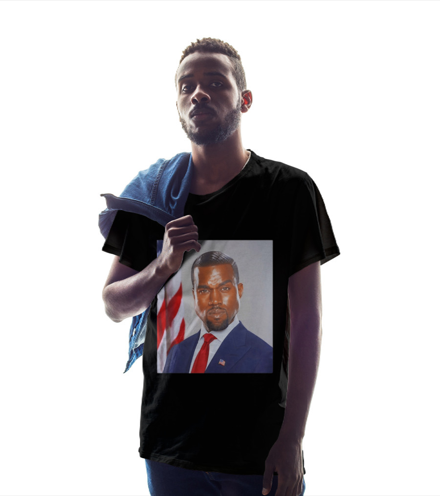 Kanye West Ye Political Portrait American Flag Suit And Tie T-Shirt