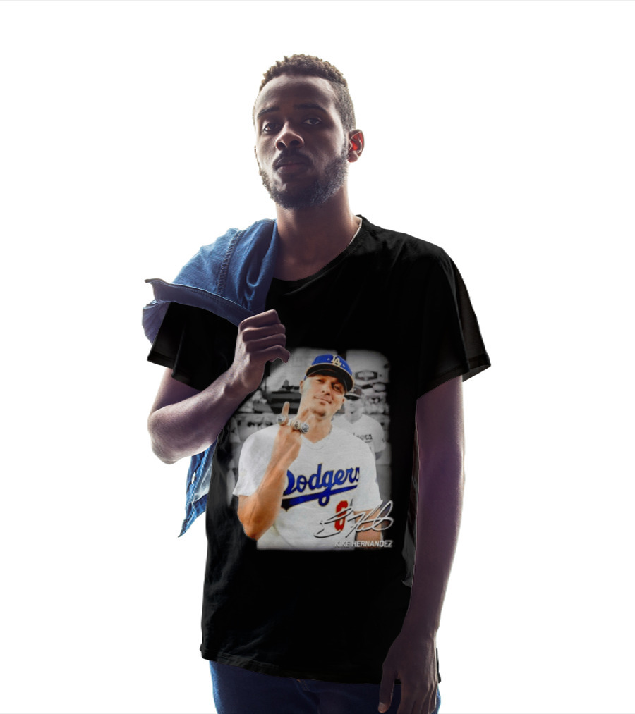 Kike Hernandez Los Angeles Dodgers MLB Number 14 Autographed Photo T-Shirt