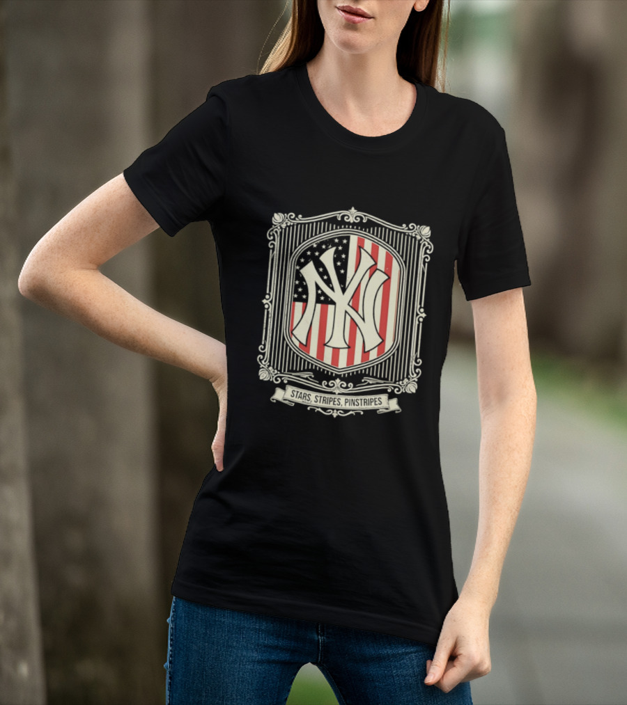 Yankees Stars And Stripes Pinstripes American Flag Baseball T-Shirt