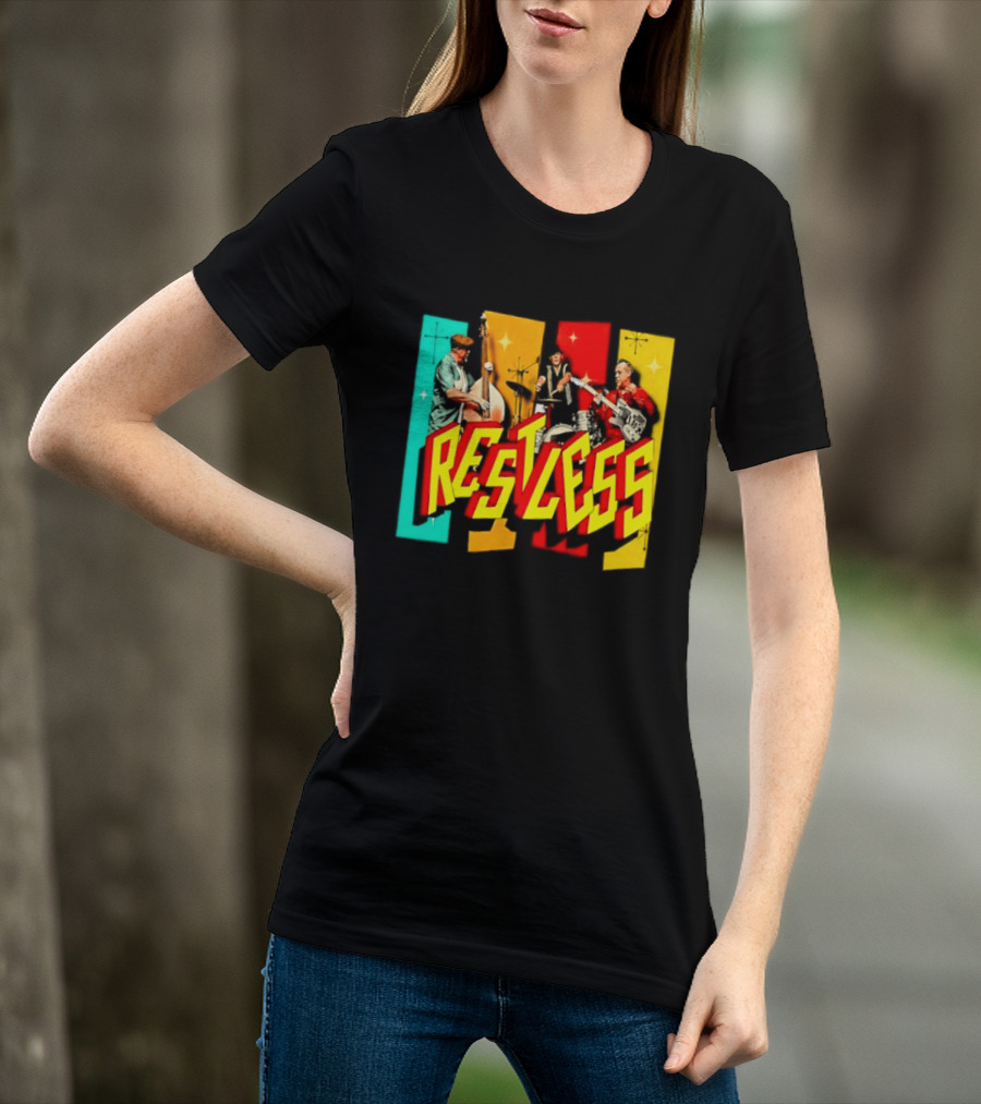 Restless Band Rockabilly Psychobilly Music Members Colorful Performance T-Shirt