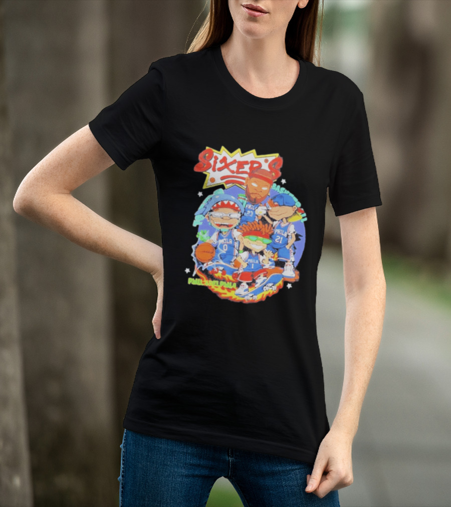 Philadelphia Sixers Basketball Rugrats Characters T-Shirt