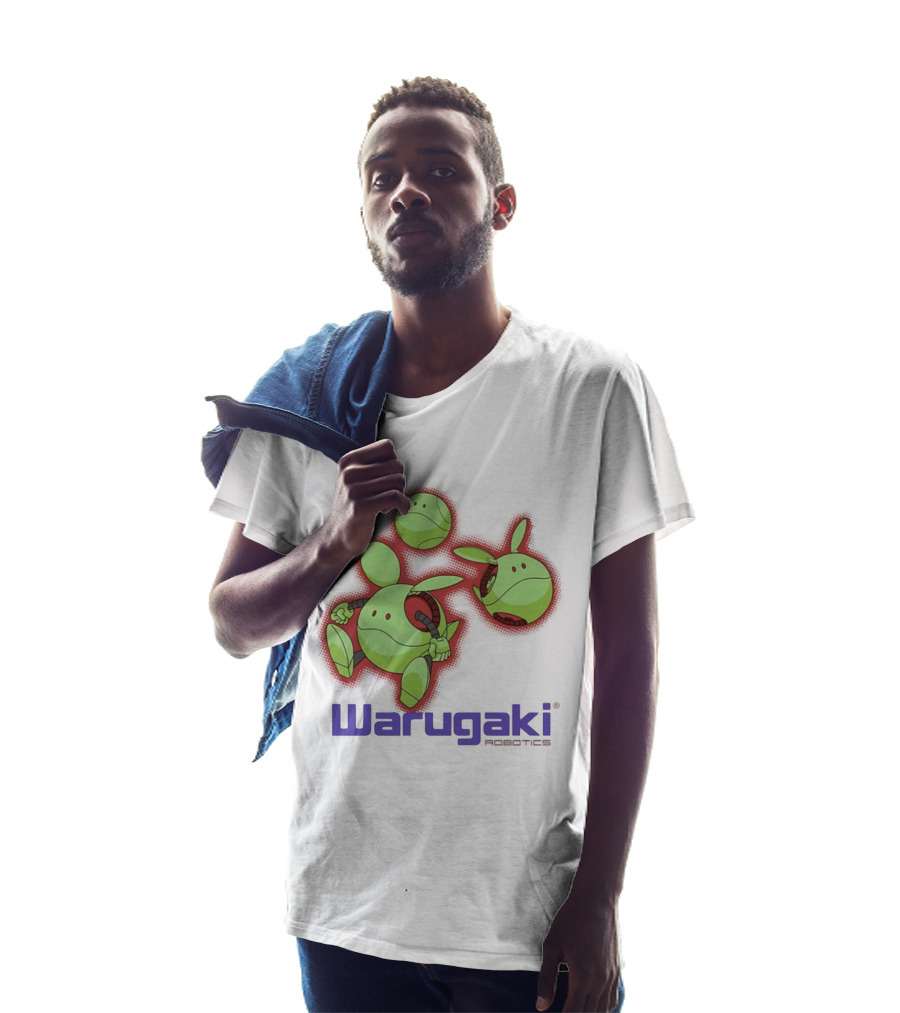 Warugaki Robotics Green Robot Trio Cartoon T-Shirt