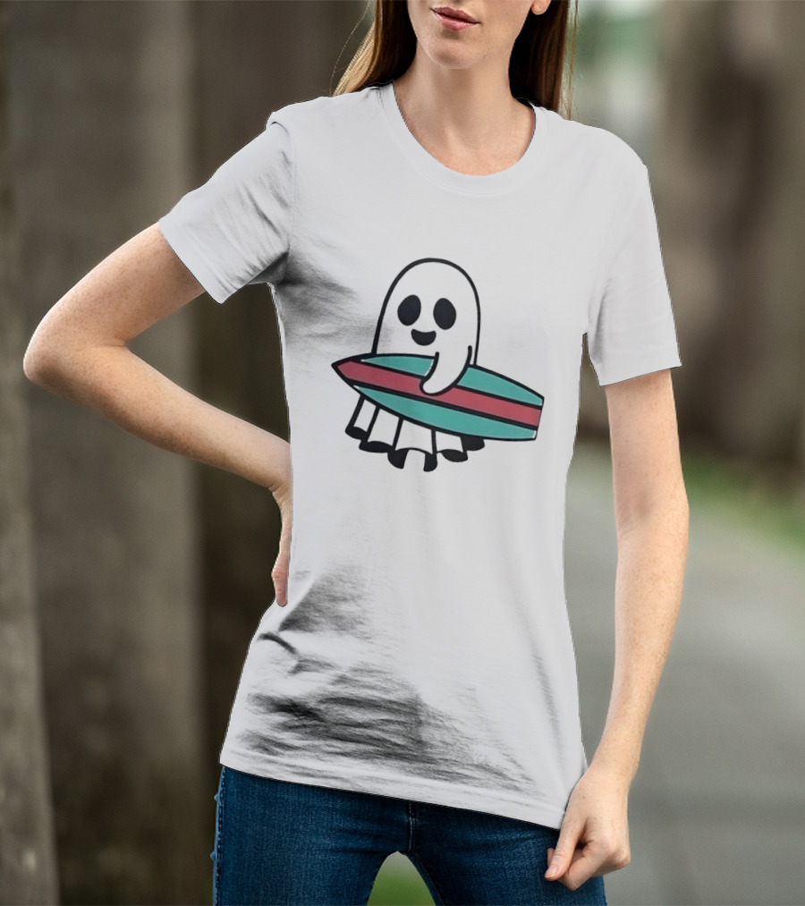 Ghost With Surfboard Adventure Surfing Ghost Fun T-Shirt