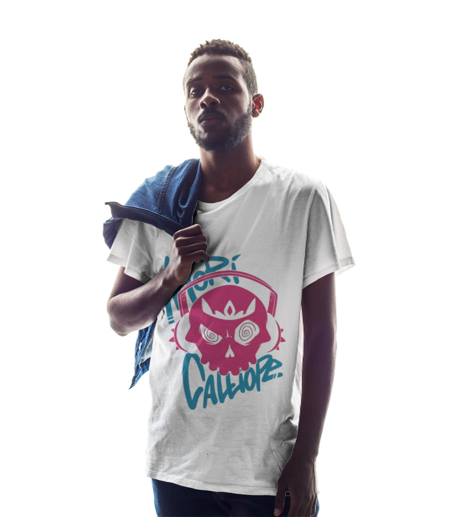 Mori Calliope Pink Skull With Headphones T-Shirt
