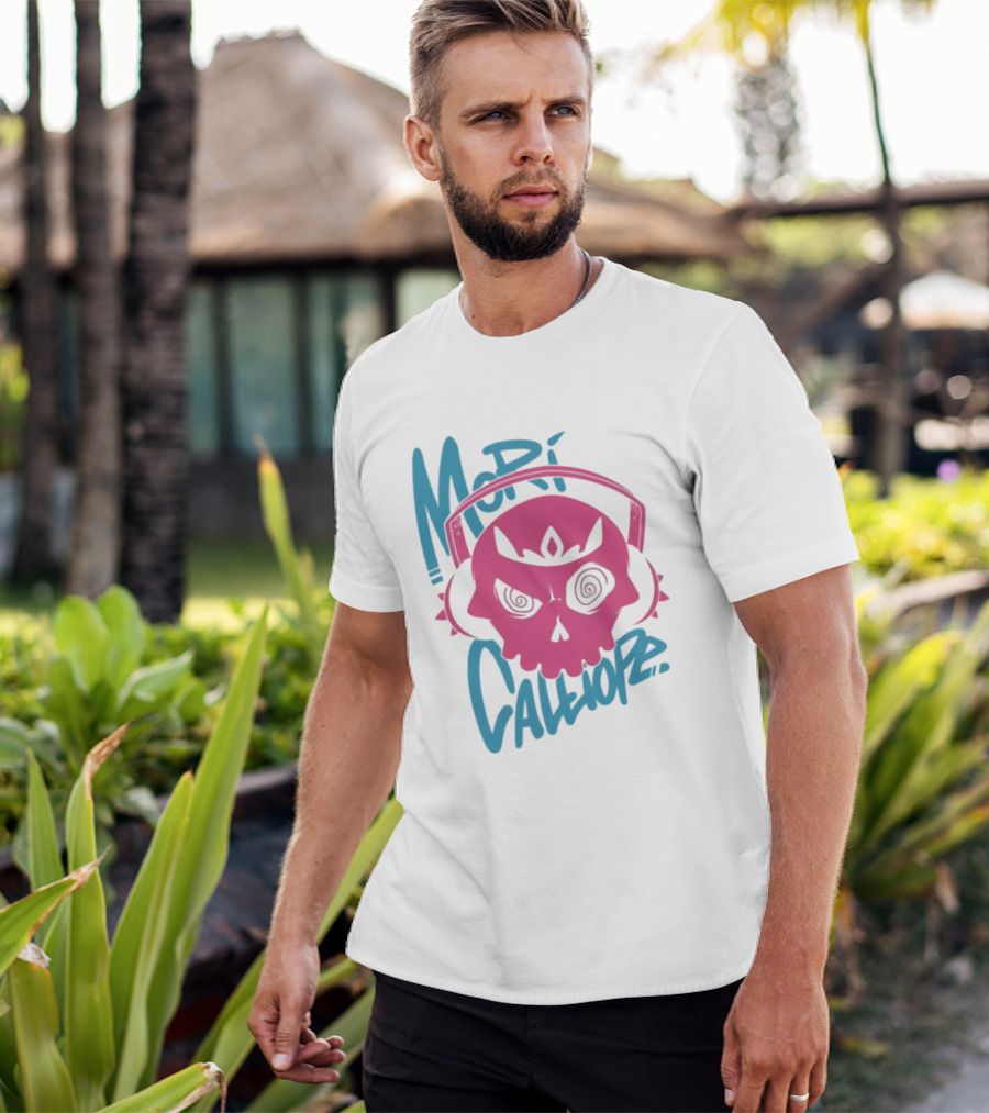 Mori Calliope Pink Skull With Headphones T-Shirt