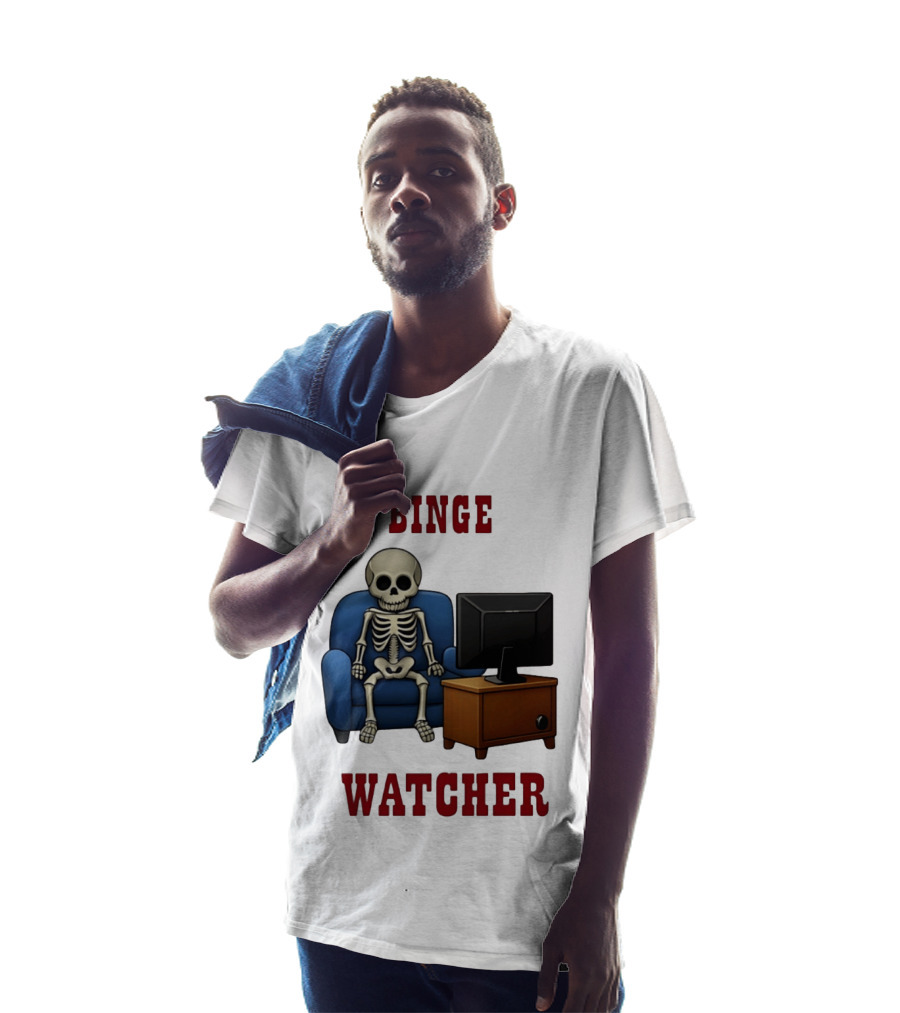 Binge Er Skeleton On Couch With TV T-Shirt