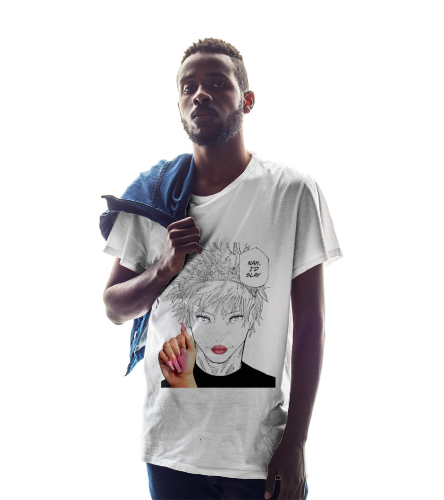 Nah I'd Slay Gojo Manga Character With Pink Lips And Nails T-Shirt