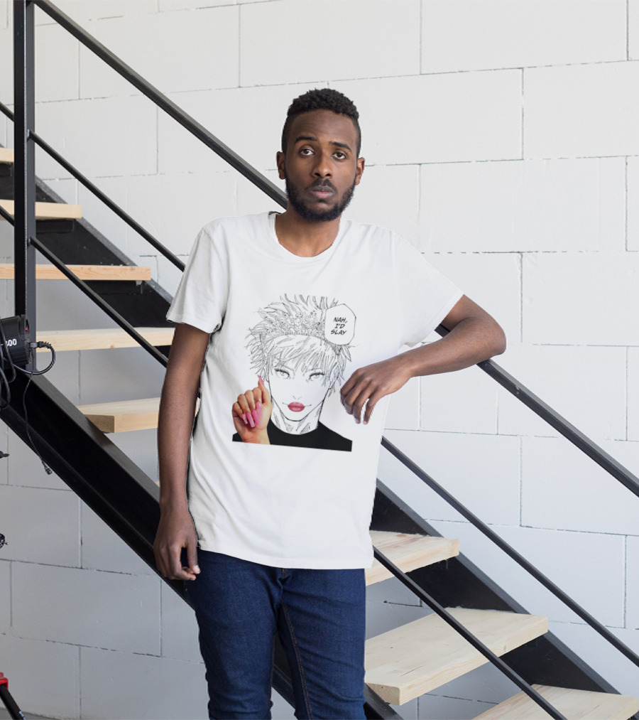 Nah I'd Slay Gojo Manga Character With Pink Lips And Nails T-Shirt