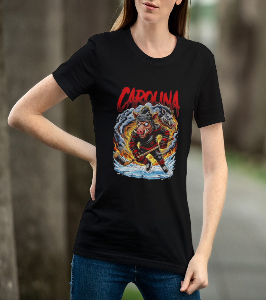 Carolina Hurricanes Stormy Hockey Player Ice Action T-Shirt