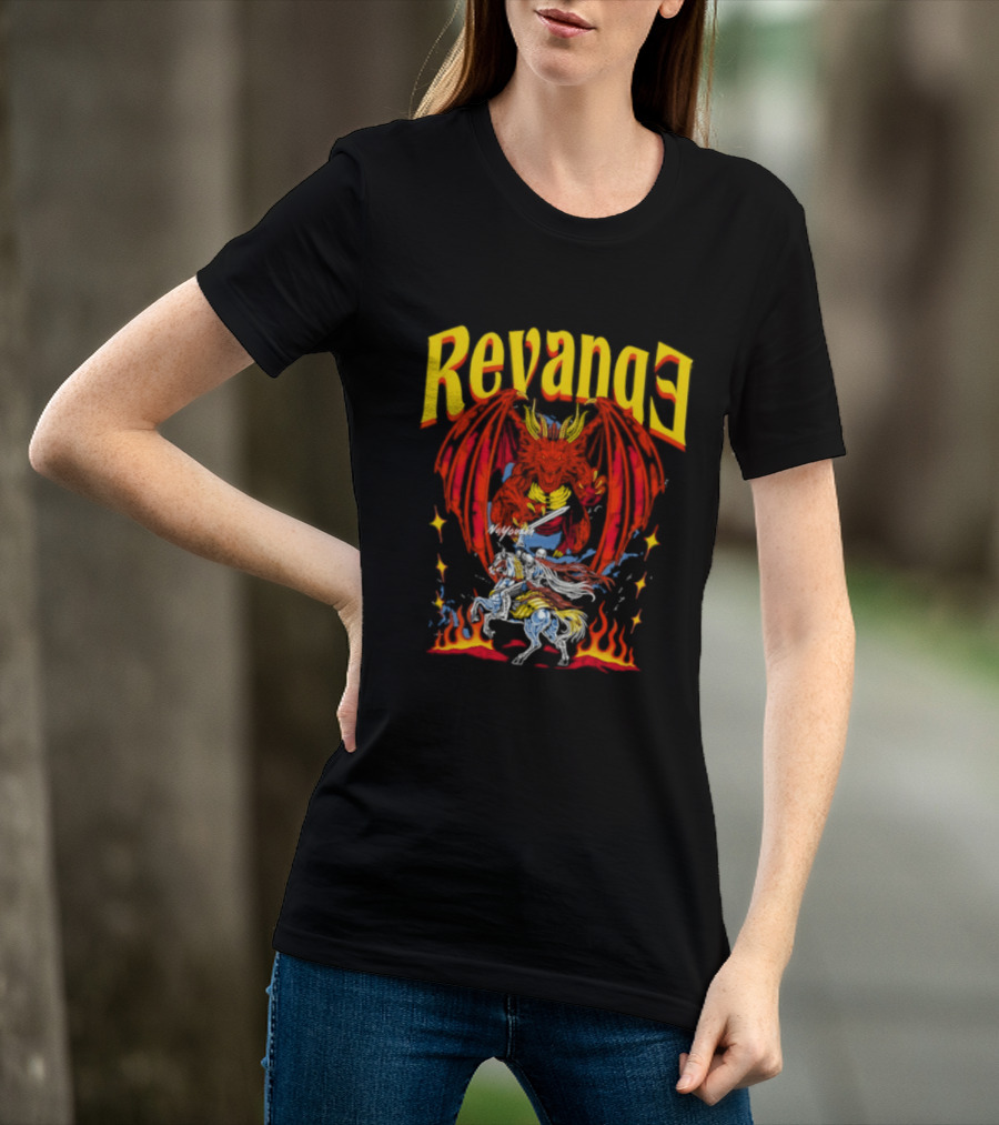 Revenge Dragon Knight Sword Fire Fantasy T-Shirt