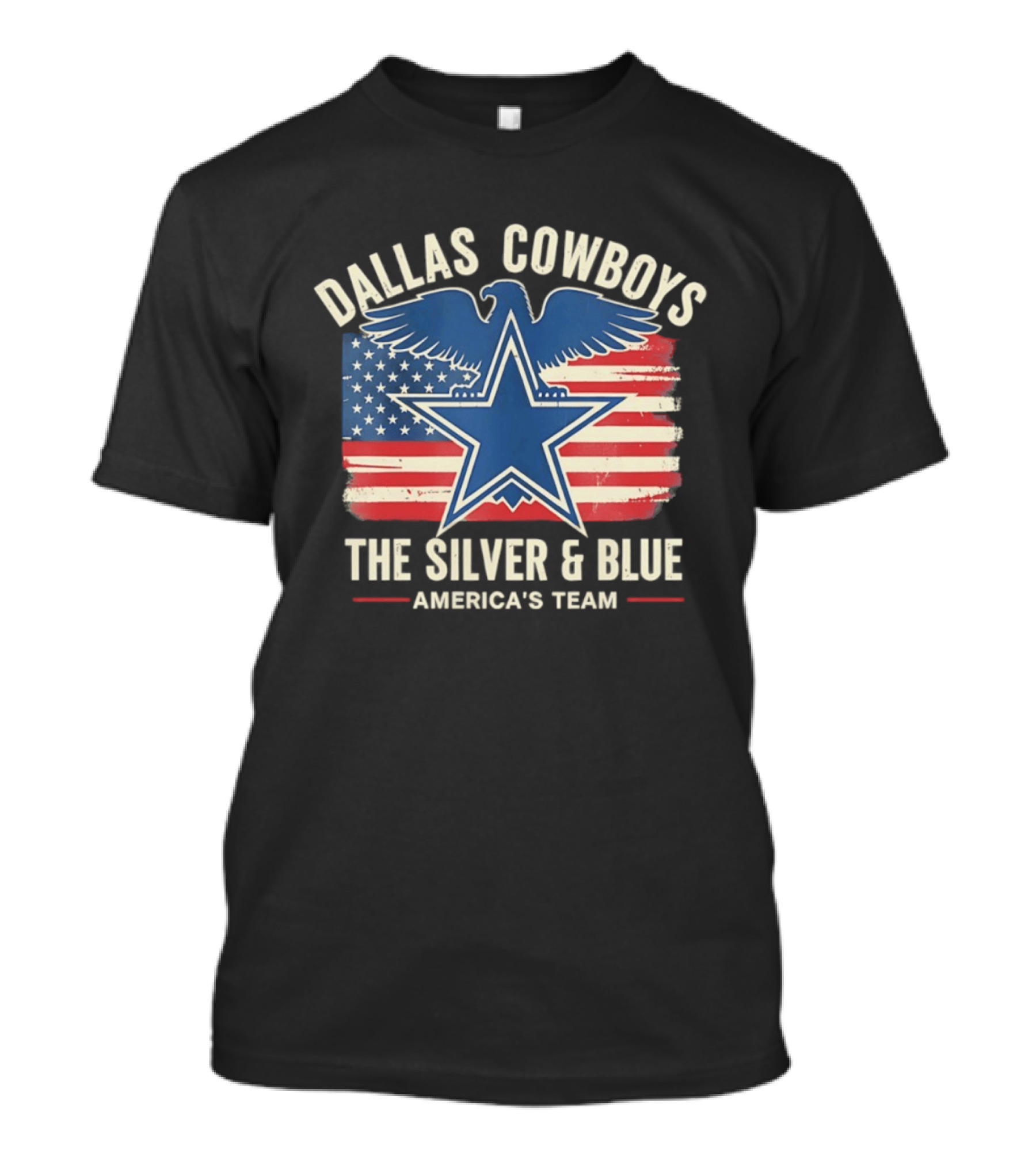 Dallas Cowboys Silver And Blue Star Eagle Flag America's Team T-Shirt