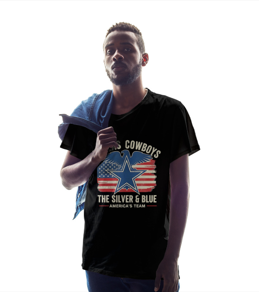 Dallas Cowboys Silver And Blue Star Eagle Flag America's Team T-Shirt