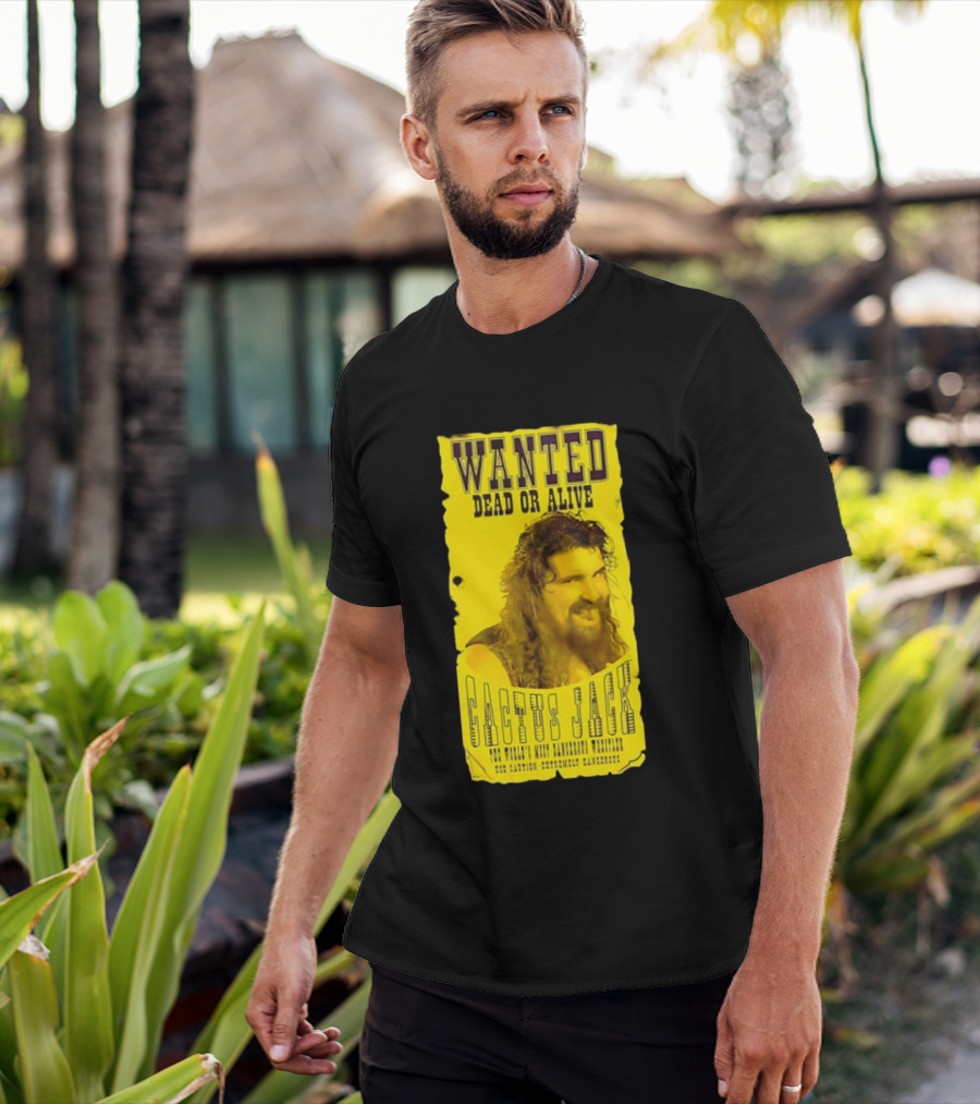 Jamie Hayter Iconic Cactus Jack Wanted Dead Or Alive Yellow T-Shirt